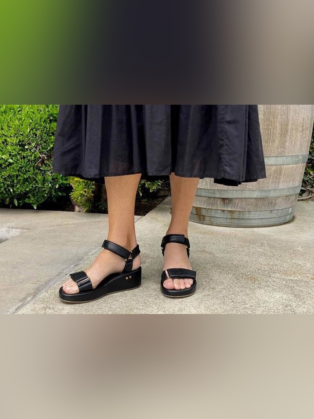 BEEK ROO WEDGE SANDALS VELCRO STRAPPY SANDAL PLATFORM Size 8 Black